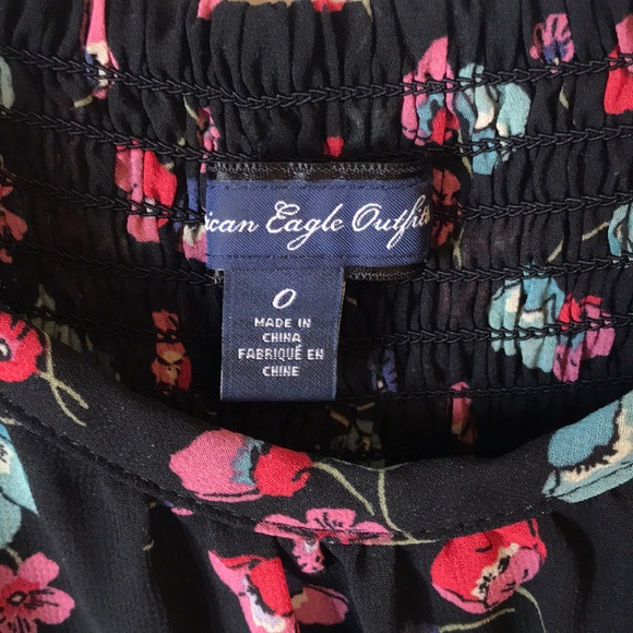 AE Black Floral Tank Dress with Cinched Waist - Picture 4 of 4